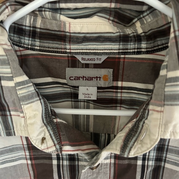 Carhartt Plaid Short Sleeve Men’s Button Down Shirt Relaxed Fit Large - Picture 3 of 5